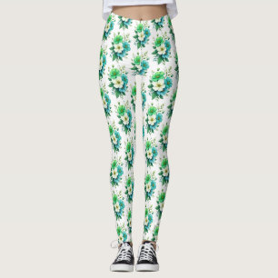 Blau Weiße Blumen Bouquet-57453 Leggings