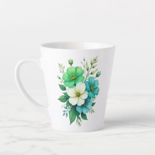 Blau Weiße Blumen Bouquet-57453 Milchtasse