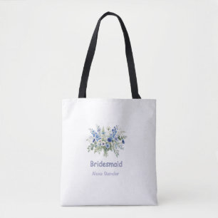 blau weiße Blumen Brautjungfer Name lila modern tr Tasche