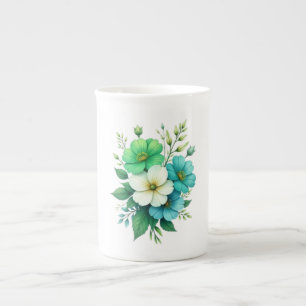 Blau-Weiße Blumenbouquet-57453 Prozellantasse