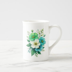 Blau-Weiße Blumenbouquet-57453 Prozellantasse