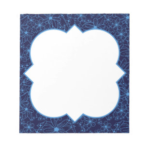 blau-weiße Blumengrenze, Leerzeichen Notizblock