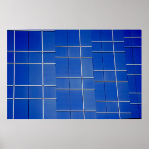 Blau-weiße Blumentextilien Poster