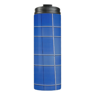 Blau-weiße Blumentextilien Thermosbecher