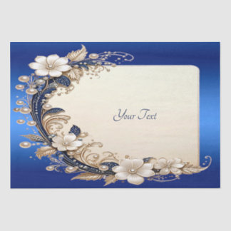 Blau-weiße Blumenverzierung Tissue-Papier Seidenpapier