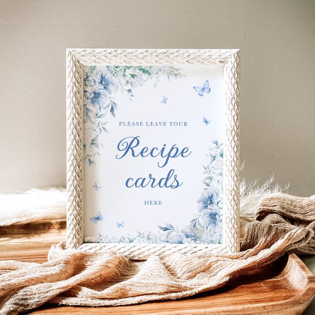 Blau-weiße Blüte Verlasse hier Ihre Rezept-Karte Poster (Von Creator hochgeladen)