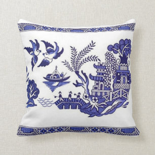 Blau-weiße China Blaues Blumendesign Kissen