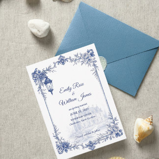 Blau Weiße Chinoiserie Garten Blumen Hochzeit Save The Date