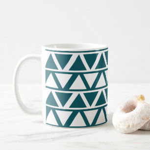 Blau Weiße Dreiecksstreifen Geometrisches Muster Kaffeetasse