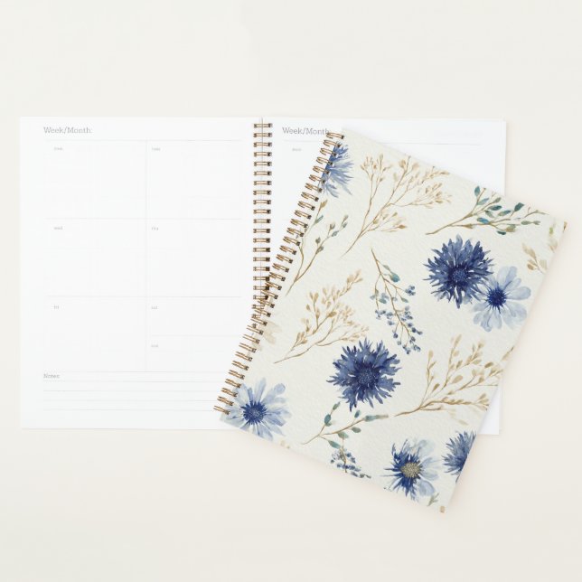 Blau Weiße Floral  Planer (Anzeige)