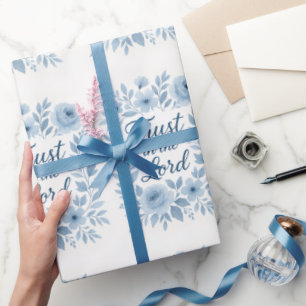 Blau-weiße florale aufmunternde Schrift Glaube  Geschenkpapier