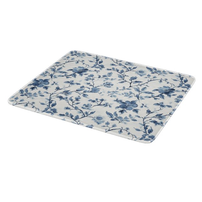 Blau Weiße Florale Brautparty Schneidebrett (Ecke)