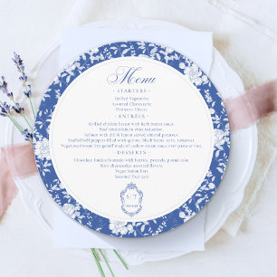 Blau Weiße Florale Chinoiserie Hochzeits Dinner Ru Menükarte