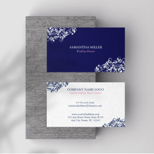 Blau-weiße florale Swirl-Hochzeitsplanerin Visitenkarte
