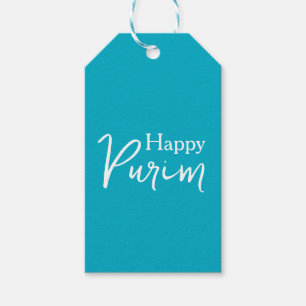 Blau-weiße fröhliche Purim-Geschenkkarte Geschenkanhänger