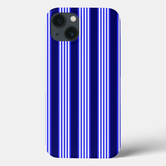 Blau-weiße Fünf-Streifen-Muster Case-Mate iPhone Hülle (Rückseite)