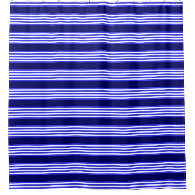 Blau-weiße Fünf-Streifen-Muster Duschvorhang (Vorderseite)