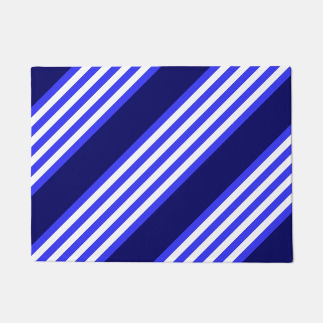 Blau-weiße Fünf-Streifen-Muster Fußmatte (Vorderseite)