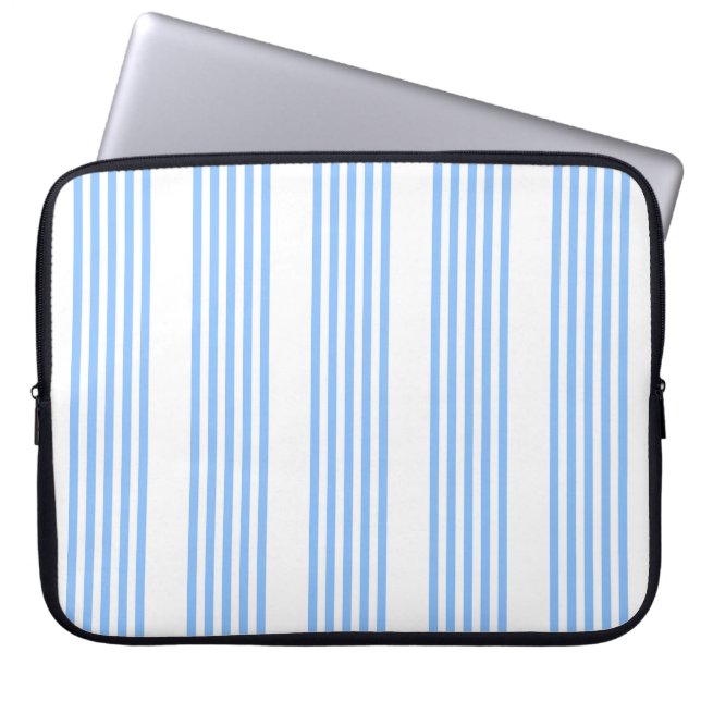 Blau-weiße Fünf-Streifen-Muster Laptopschutzhülle (Vorderseite)