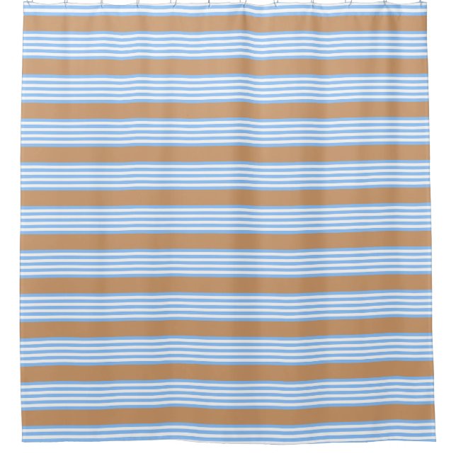 Blau-weiße Fünf-Streifen-Muster mit Bräune Duschvorhang (Vorderseite)