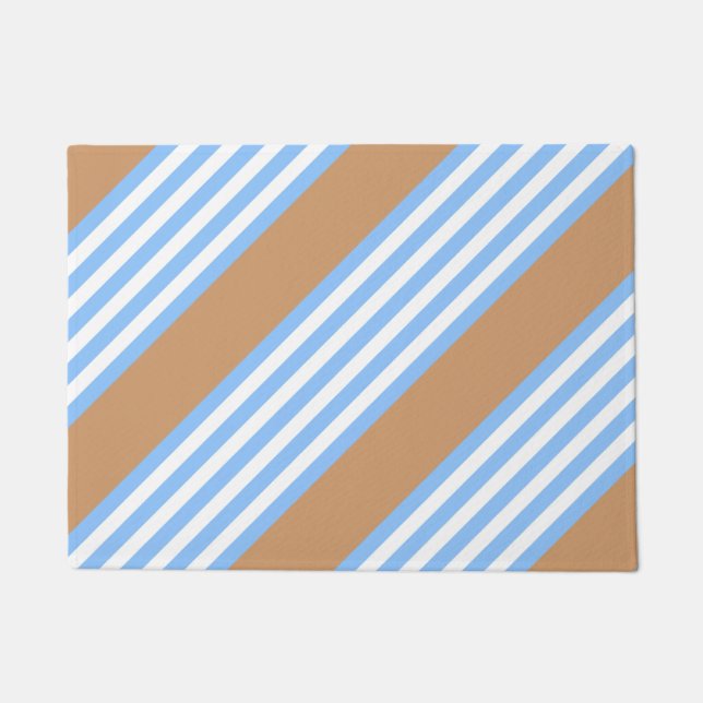 Blau-weiße Fünf-Streifen-Muster mit Bräune Fußmatte (Vorderseite)
