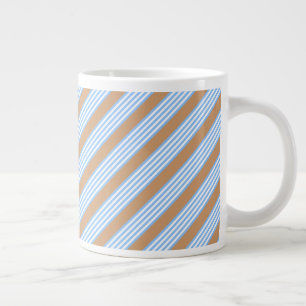 Blau-weiße Fünf-Streifen-Muster mit Bräune Jumbo-Tasse