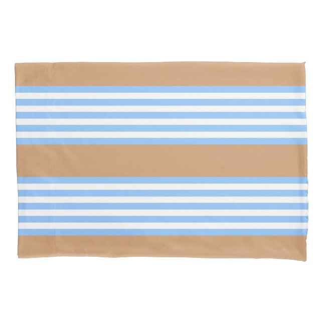 Blau-weiße Fünf-Streifen-Muster mit Bräune Kissenbezug (Vorderseite)