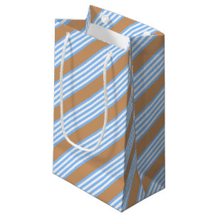 Blau-weiße Fünf-Streifen-Muster mit Bräune Kleine Geschenktüte