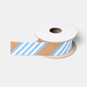 Blau-weiße Fünf-Streifen-Muster mit Bräune Satinband