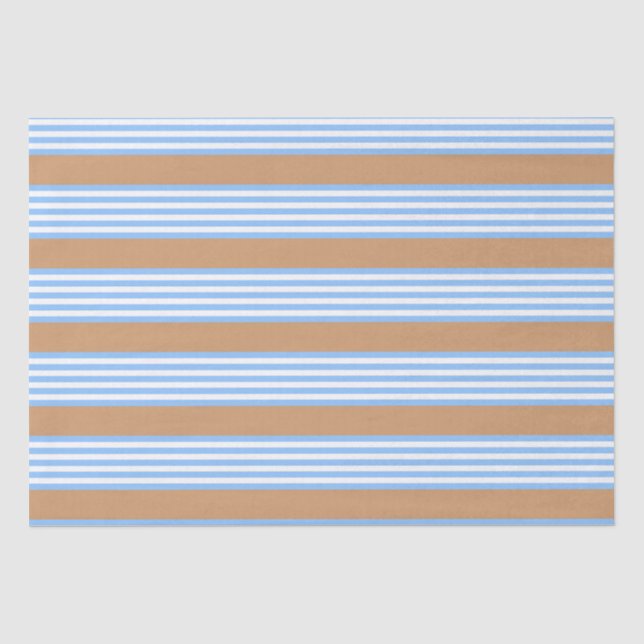 Blau-weiße Fünf-Streifen-Muster mit Bräune Seidenpapier (Vorderseite)