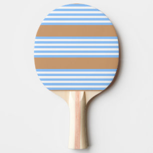 Blau-weiße Fünf-Streifen-Muster mit Bräune Tischtennis Schläger