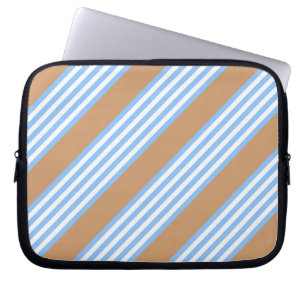 Blau-weiße Fünf-Streifen-Muster mit einem bräunlic Laptopschutzhülle
