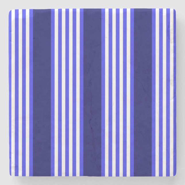 Blau-weiße Fünf-Streifen-Muster Steinuntersetzer (Vorderseite)