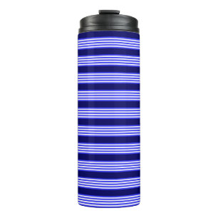 Blau-weiße Fünf-Streifen-Muster Thermosbecher