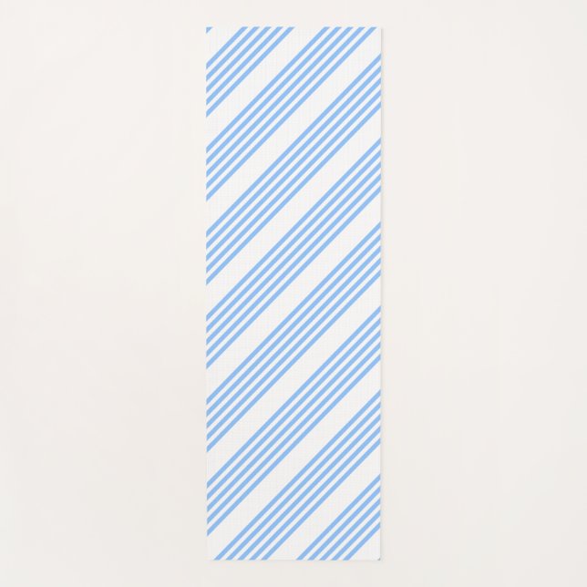 Blau-weiße Fünf-Streifen-Muster Yogamatte (Vorderseite)