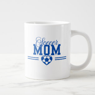 Blau-Weiße Fußball-Mutter-Herzförmiger Fußball Jumbo-Tasse