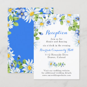 Blau Weiße Gänseblümchen Hochzeitsempfang-Einlagek Einladung