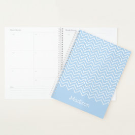 Blau-weiße geschwungene Chevron-Zickzack-Linie mit Planer