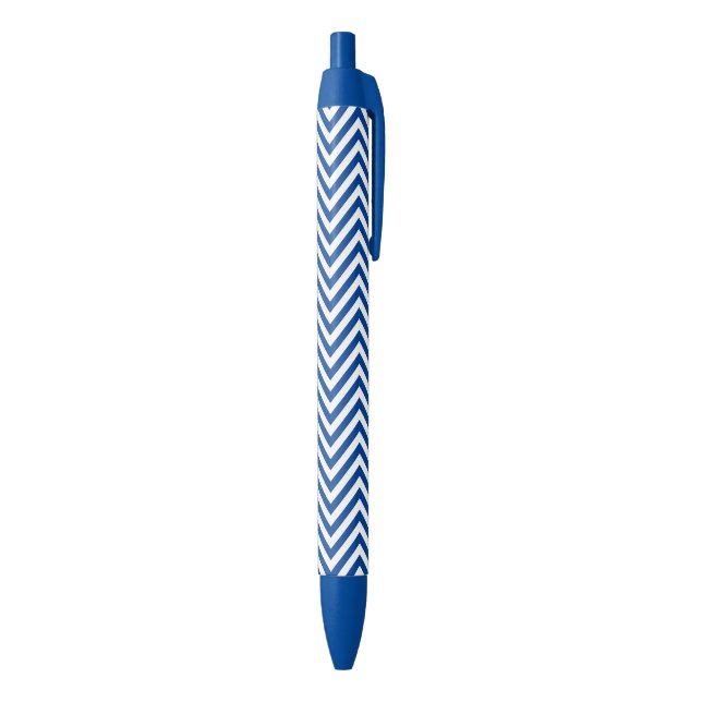 Blau-weiße Grafik-Design Zigzag Muster Kugelschreiber (Unterseite (Vertikal))