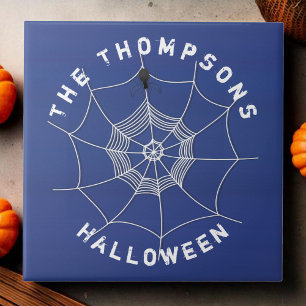 Blau-weiße Halloween-Gruselcustom Fliese