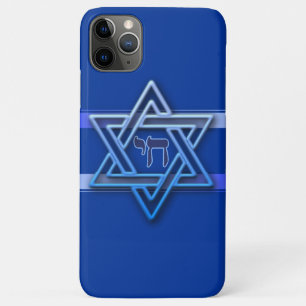 Blau-weiße hebräische Chai Stern Davids Case-Mate iPhone Hülle