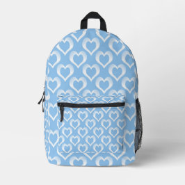 Blau Weiße Herzen Muster Bedruckter Rucksack