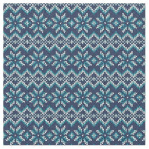 Blau-weiße Imitate Strick Sweater Snowflakes Must Stoff