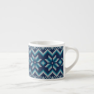 Blau-weiße Imitate Strick Sweater Snowflakes Muste Espressotasse