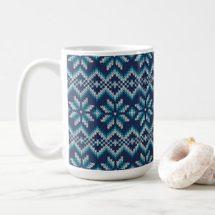 Blau-weiße Imitate Strick Sweater Snowflakes Muste Kaffeetasse