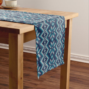 Blau-weiße Imitate Strick Sweater Snowflakes Muste Kurzer Tischläufer
