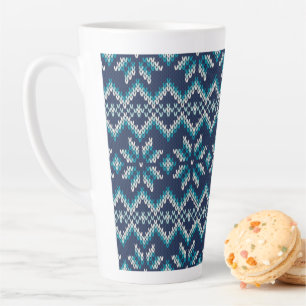 Blau-weiße Imitate Strick Sweater Snowflakes Muste Milchtasse