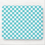 Blau-weiße Karton-Muster Mousepad<br><div class="desc">Dies ist ein Schachbrettmuster mit blauen Quadraten auf weißem Hintergrund.</div>