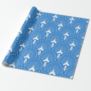 Blau-weiße Kunst-Deko-Muster Geschenkpapier