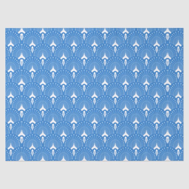 Blau-weiße Kunst-Deko-Muster Seidenpapier (Vorderseite)
